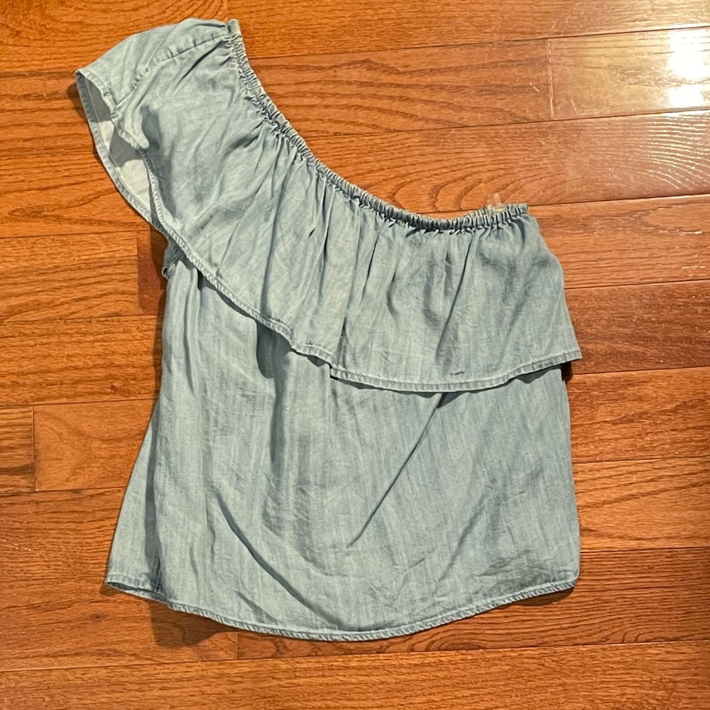 One shoulder denim like top size small